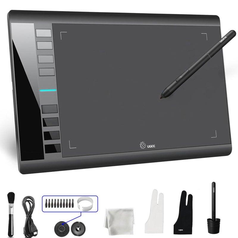 Ugee لوحة رسم رسومية، UGEE M708 بحجم 10 × 6 بوصة مع 8 مفاتيح سريعة و8192 مستوى من القلم، لوحات رسومية لإنشاء الرسوم البيانية على الكمبيوتر/اللابتوب/ماك أو إس/لينكس/كروم - Image 2